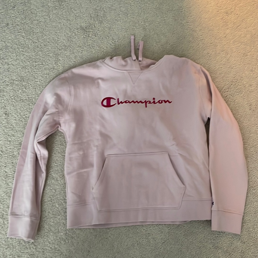 pink oversized champion sweatshirt